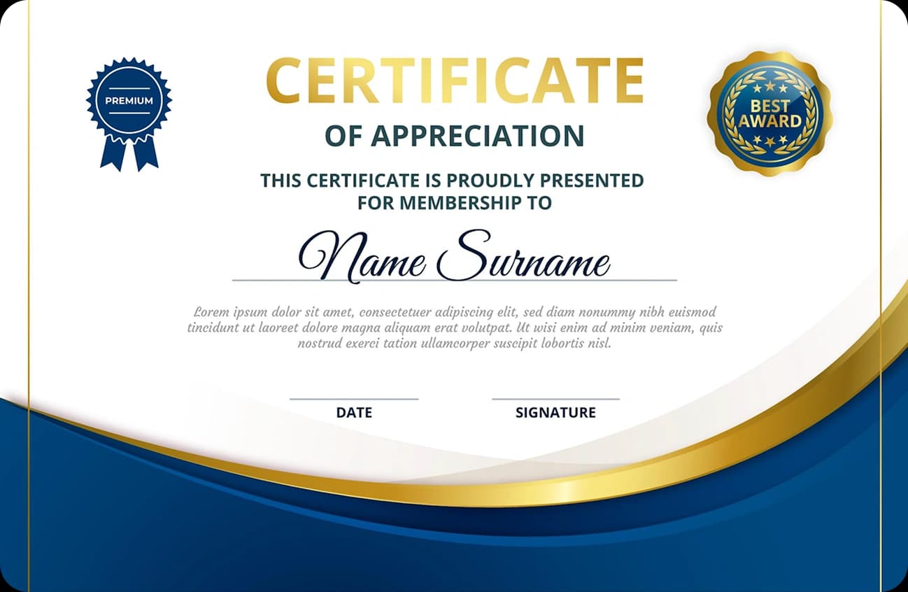 Quick Alpha certificate of appreciation
